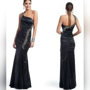 ◇$2600 - BLACK DIAMOND - AUTH. CARLOS MIELE STUNNING SILK GOWN RUNWAY US 0, S, M